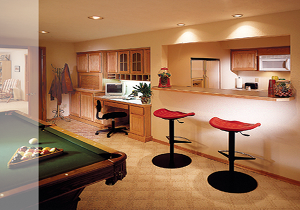 Photo of a comfortable, nicely redesigned Basement